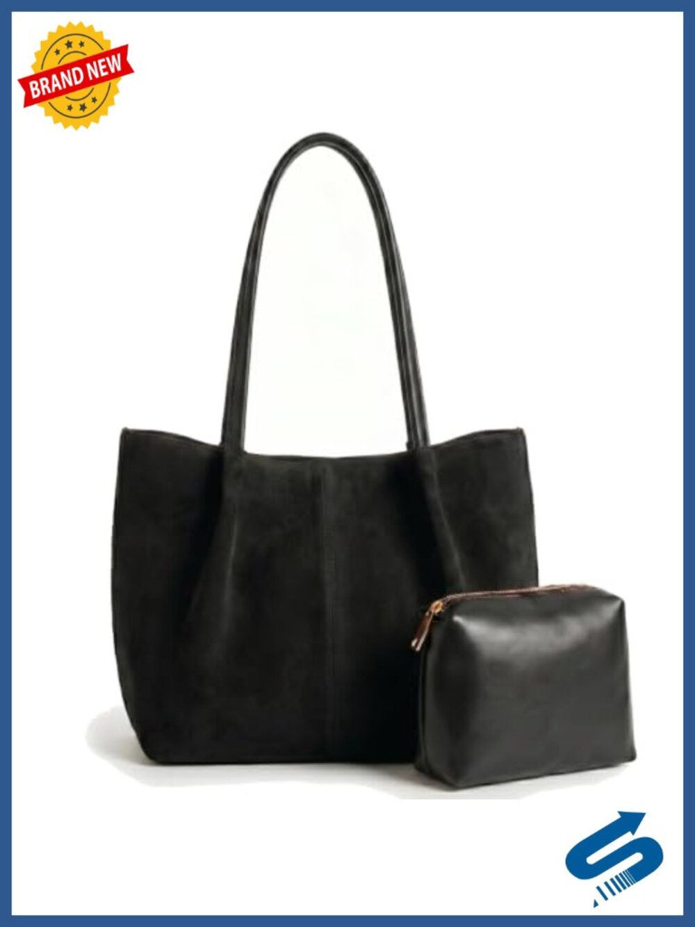 Faux Suede Work Tote Laptop Bag Fits 15.6" Shoulder Bag
